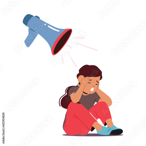 Child With Sensitivity To Loud Sounds, Symptom Of Autism Spectrum Disorder, Leading To Discomfort Or Distress