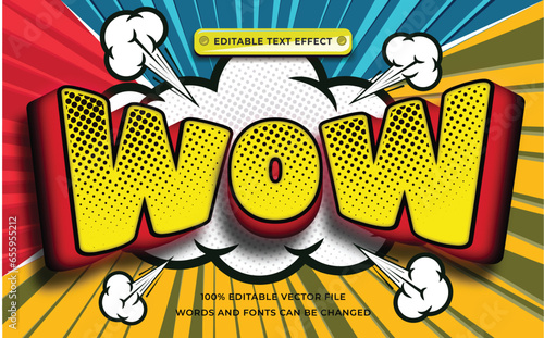Wow Text effect style comic editable, style 3D font graphic