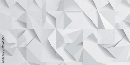 Two layer offset abstract white polygon geometrical triangles pattern background wallpaper banner flat lay top view from above, Generative AI