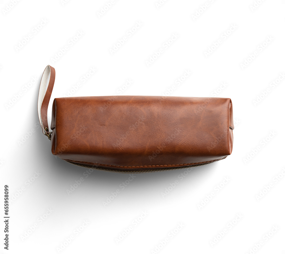 Brown Pencil Case Opened - obrazy, fototapety, plakaty 