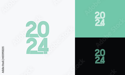 2024 Happy New Year logo text design. Christmas collection of 2024 Happy New Year. Vector illustration with labels logo for diaries, notebooks, calendars.