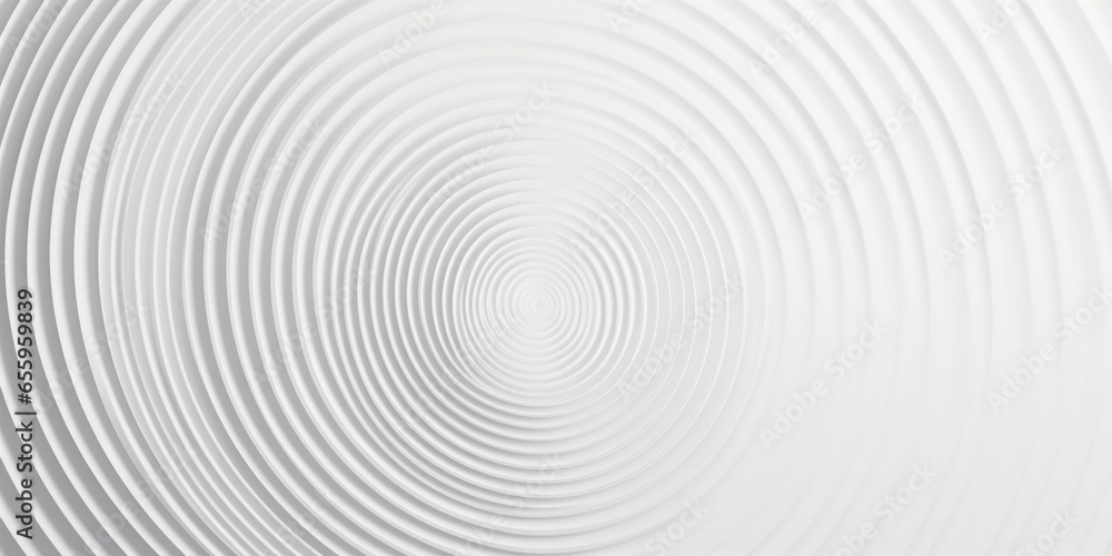 Stacked series of white concentric rings or circles background wallpaper banner flat lay top view from above, Generative AI