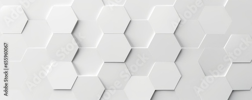 Random shifted white honeycomb hexagon background wallpaper banner pattern with copy space, Generative AI