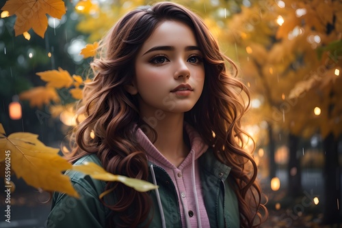 Beautiful model girl photography in forest _ai illustration