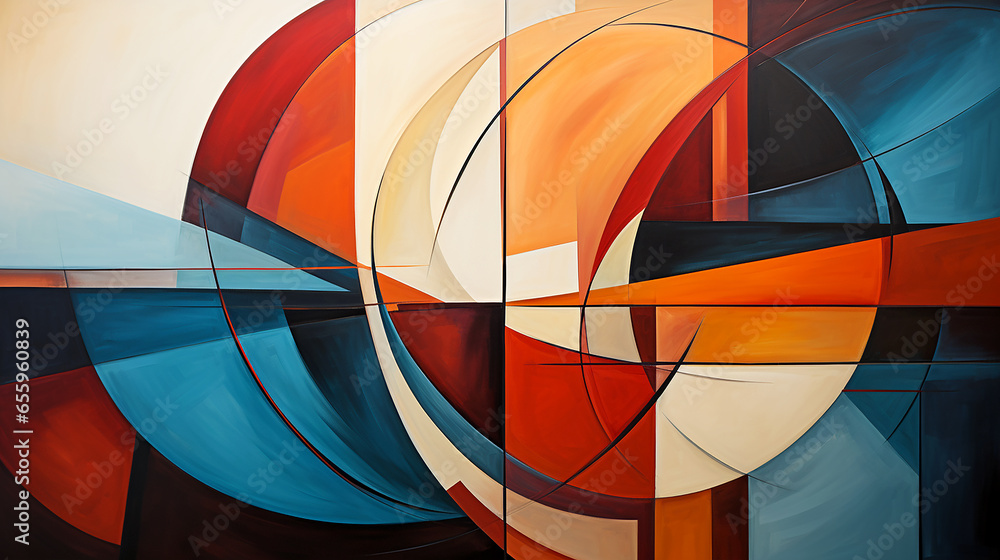Fototapeta premium Abstract experimental combinations of various colored geometric shapes
