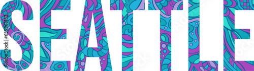 Seattle creative city title. Abstract pattern text