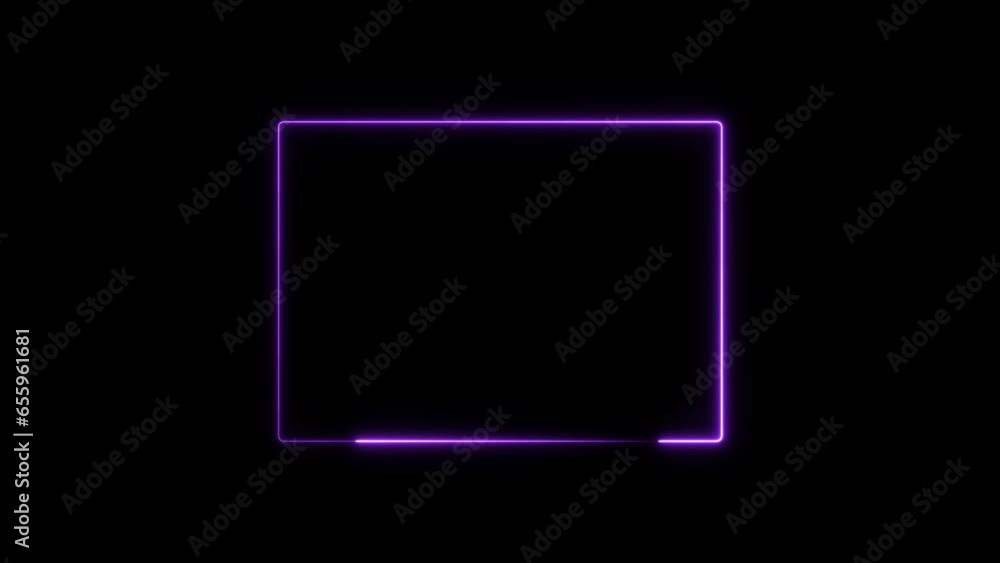 Purple rectangle glowing neon frame animation. Black background 4k video moving.
Purple rectangle glowing neon frame animation. Black background 4k video moving.