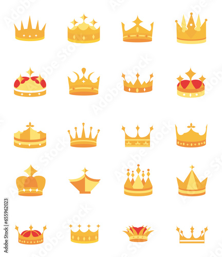 Luxury gold crowns icon