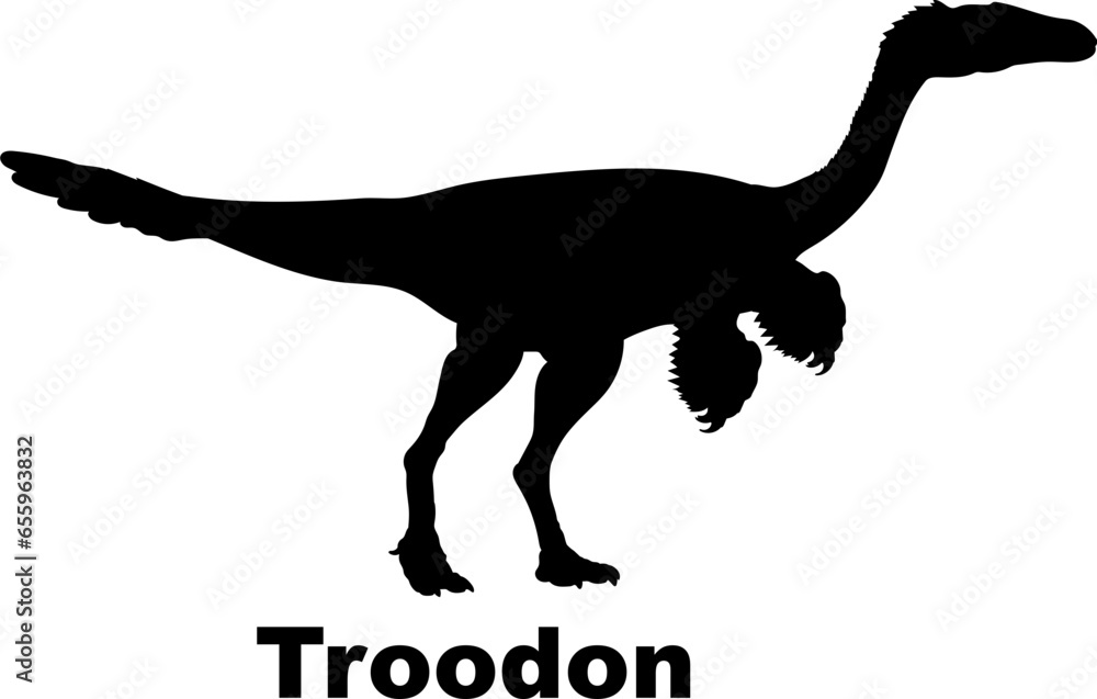 Troodon Dinosaur Silhouette. Dinosaur name breeds SVG Types of ...