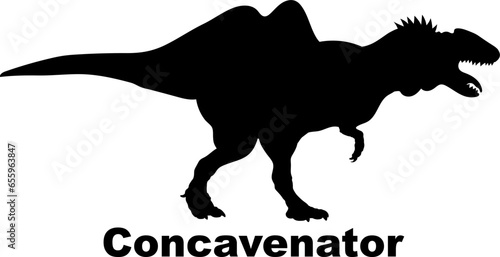 Сoncavenator. Dinosaur Silhouette. Dinosaur name breeds SVG Types of dinosaurs  © Pony 3000