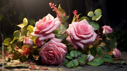 Beautiful romantic flower collection with roses