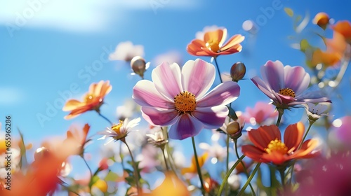 Colorful flower on blue sky background © Sumera