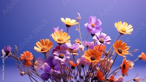 purple and yellow flowers on purple background