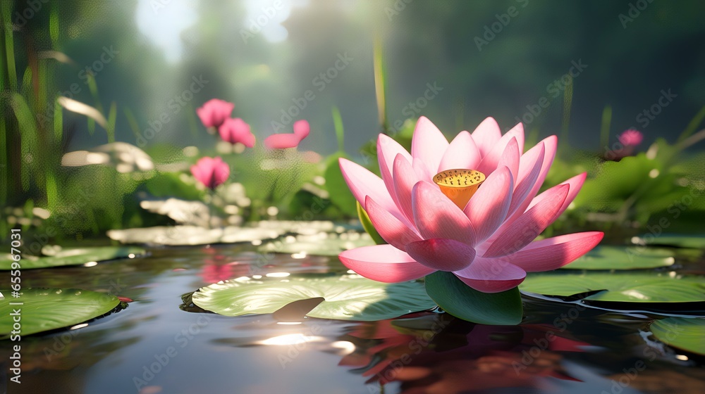 Lotus flower in pond 