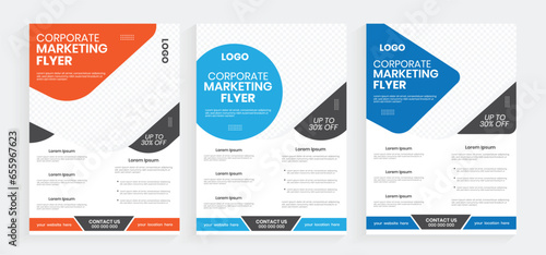 a bundle of 3 templates a4 size, Corporate business agency flyer set, marketing conference a4 best flyer, modern case study concept handout design