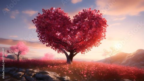 Red heart shaped in tree