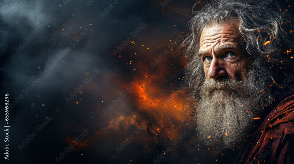 Background illustration of apostle John in island of Patmos being ...