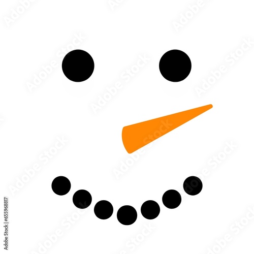 Happy snowman face on white background