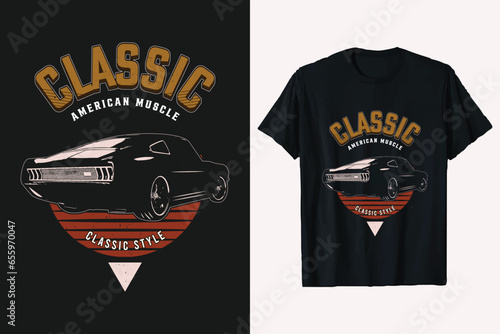 classic american muscle classic style car vector graphic t-shirt design. vintage muscle car t shirt design.