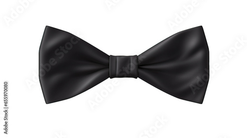 Black bow tie isolated on transparent or white background