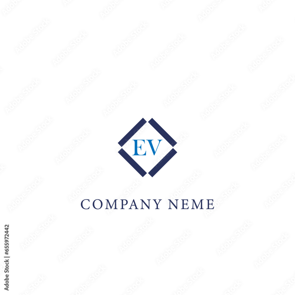 Fototapeta premium EV logo. E V design. Black EV letter. EV E V letter logo design. Initial letter EV linked circle uppercase monogram logo.