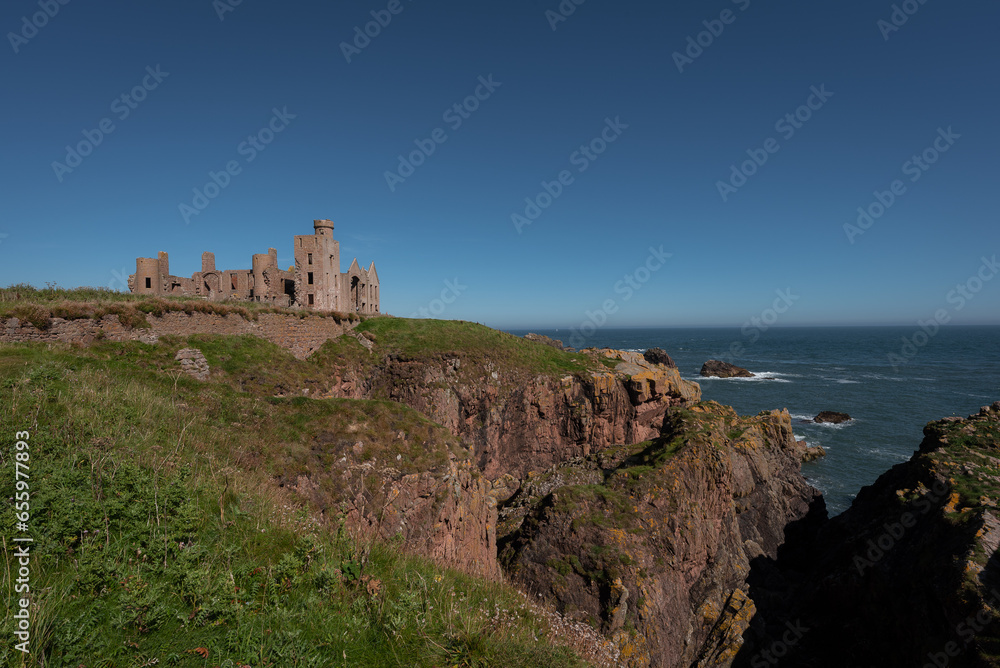 Ruins of Slains Castle in scottish highlands. Great place for tourist doing north coast 500. Nice piece of scotland landscape and history. 