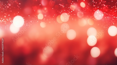 Red bokeh background with blurred lights and sparkles