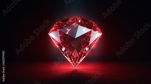 Sparkling diamond on a red tinted background photo