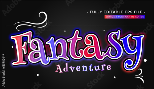 fantasy adventure text word in cartoon style