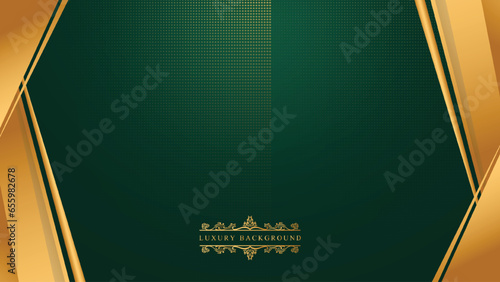 Green golden islamic geometric pattern mandala background arabic banner	
 photo