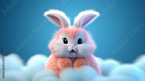 a logo with fluffy ears of a cute rabbit surrealistic.Generative AI © shuvodesign