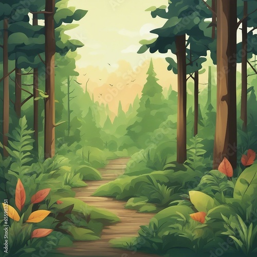 background illustration of forest and dense trees