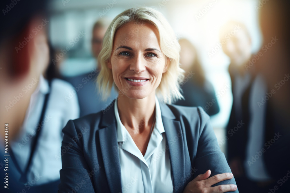 Portrait of a smiling confident middle aged business woman in the office Portrait of a smiling confident middle aged business woman in the office