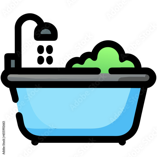 vector svg bathtub icon, bold outline bath illustration