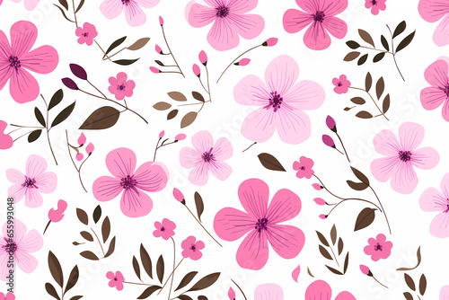 Hand Drawn Delicate Pink Floral Pattern