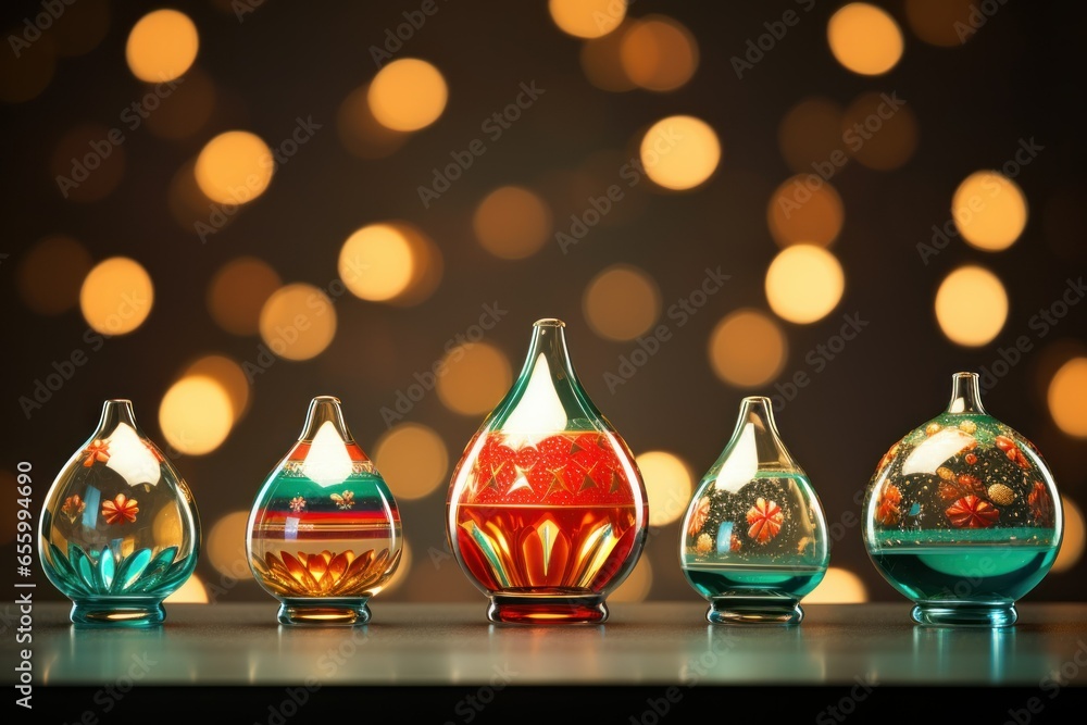 Christmas and New Year concept. New Year's decor and glass toys