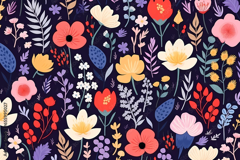 Hand Drawn Delicate Floral Pattern Hand Drawn Delicate Floral Pattern