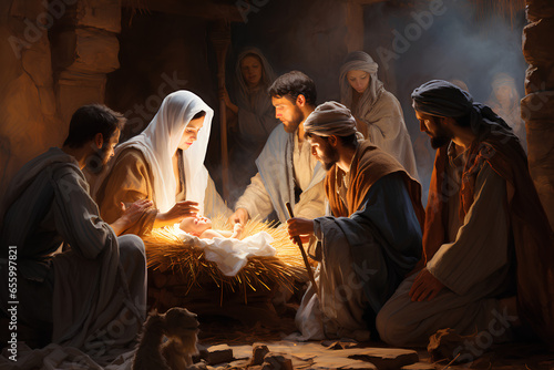 Holy moment of Jesus' birth © 일 박