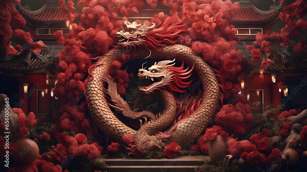 Obraz premium Lunar new year, Chinese New Year 2024 , Year of the Dragon , zodiac