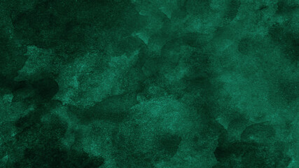 Black emerald jade green abstract pattern watercolor background. Stain splash rough daub grain grunge. Dark shades. Water liquid fluid. Design. Template.