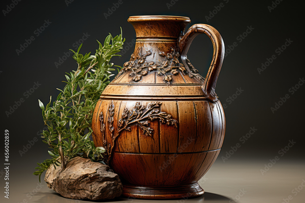 A Greek amphora, used for storing wine and olive oil in antiquity, highlighting the importance of trade in the ancient world. Generative Ai. - obrazy, fototapety, plakaty 