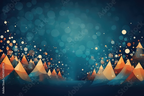 Abstract orange red and blue bokeh christmas banner with ample copy space
