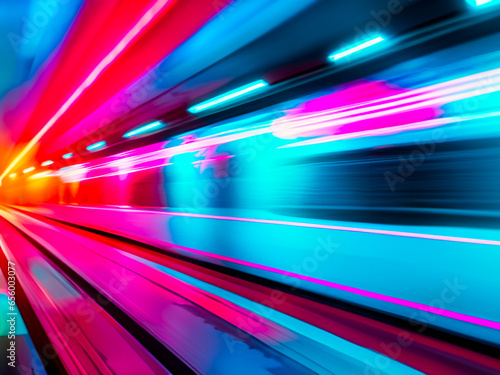 abstract background with motion blur of high speed train moving in tunnel