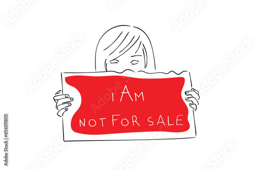 line art vector against human trafficking. abolition of all kinds of human slavery.