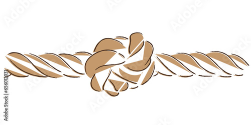 line art vector of Trust concept and connected symbol as two different ropes tied and linked together as an unbreakable chain as a faith metaphor for dependence and reliance on a trusted partner
