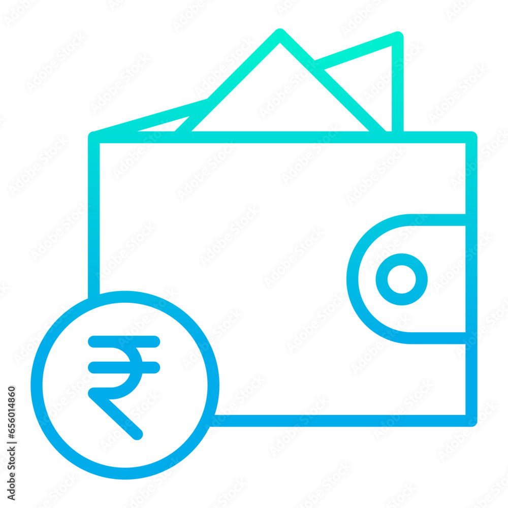 Outline gradient Rupees Wallet icon Outline gradient Rupees Wallet icon