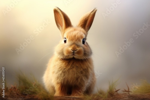 cute bunny sitting outside in the forest © Nataliia