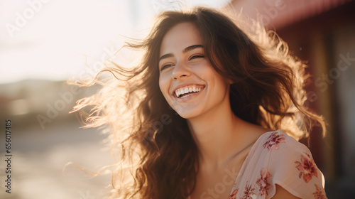 Beautiful woman smiling.