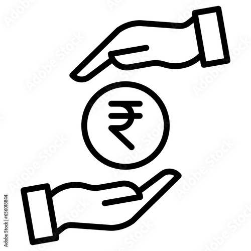Outline Rupees hand icon