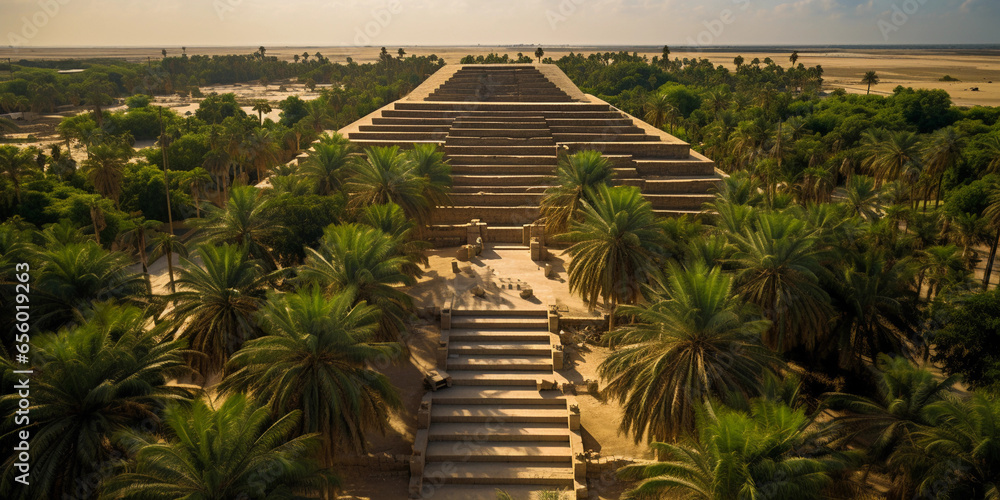 Aerial view of the Step Pyramid of Djoser at Saqqara, surrounded by ...